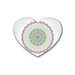 Flower Abstract Floral Heart Coaster (4 Pack)  by Nexatart