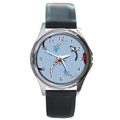 Koi Carp East Vector Seamless Round Metal Watch by Nexatart