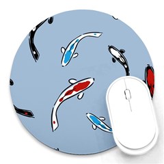 Koi Carp East Vector Seamless Round Mousepads by Nexatart