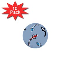 Koi Carp East Vector Seamless 1  Mini Buttons (10 Pack)  by Nexatart