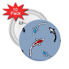 Koi Carp East Vector Seamless 2 25  Buttons (10 Pack)  by Nexatart