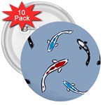 Koi Carp East Vector Seamless 3  Buttons (10 pack)  Front