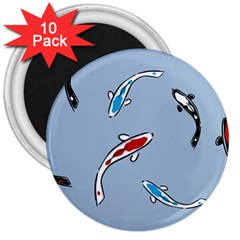 Koi Carp East Vector Seamless 3  Magnets (10 Pack)  by Nexatart