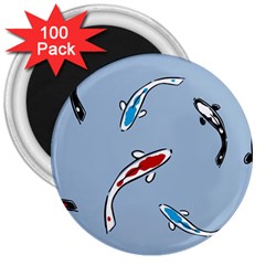 Koi Carp East Vector Seamless 3  Magnets (100 Pack) by Nexatart