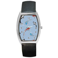 Koi Carp East Vector Seamless Barrel Style Metal Watch by Nexatart