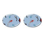 Koi Carp East Vector Seamless Cufflinks (Oval) Front(Pair)