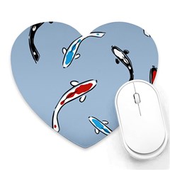 Koi Carp East Vector Seamless Heart Mousepads by Nexatart