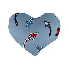 Koi Carp East Vector Seamless Standard 16  Premium Heart Shape Cushions by Nexatart