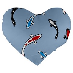 Koi Carp East Vector Seamless Large 19  Premium Flano Heart Shape Cushions by Nexatart