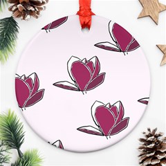 Magnolia Seamless Pattern Flower Ornament (round)