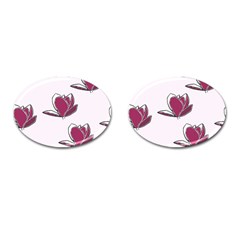 Magnolia Seamless Pattern Flower Cufflinks (oval) by Nexatart