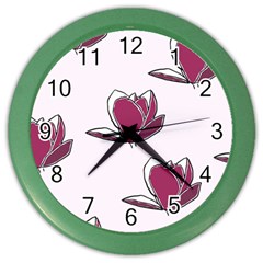 Magnolia Seamless Pattern Flower Color Wall Clocks