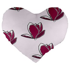 Magnolia Seamless Pattern Flower Large 19  Premium Flano Heart Shape Cushions by Nexatart