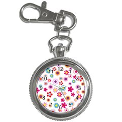 Floral Flowers Background Pattern Key Chain Watches