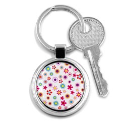 Floral Flowers Background Pattern Key Chains (round)  by Nexatart