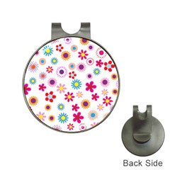 Floral Flowers Background Pattern Hat Clips With Golf Markers by Nexatart