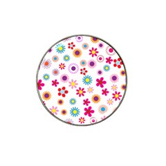 Floral Flowers Background Pattern Hat Clip Ball Marker (4 Pack) by Nexatart