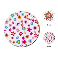 Floral Flowers Background Pattern Playing Cards (round)  by Nexatart