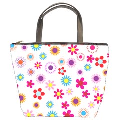 Floral Flowers Background Pattern Bucket Bags by Nexatart