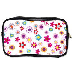 Floral Flowers Background Pattern Toiletries Bags 2-side