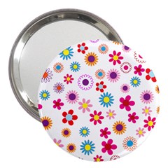 Floral Flowers Background Pattern 3  Handbag Mirrors by Nexatart