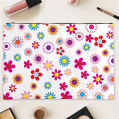 Floral Flowers Background Pattern Cosmetic Bag (xxl)  by Nexatart