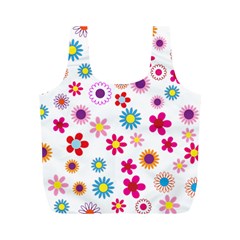 Floral Flowers Background Pattern Full Print Recycle Bags (m)  by Nexatart