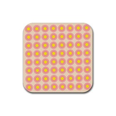 Pattern Flower Background Wallpaper Rubber Coaster (square)  by Nexatart