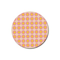 Pattern Flower Background Wallpaper Rubber Round Coaster (4 Pack)  by Nexatart