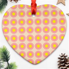 Pattern Flower Background Wallpaper Heart Ornament (two Sides) by Nexatart