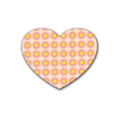 Pattern Flower Background Wallpaper Rubber Coaster (heart)  by Nexatart