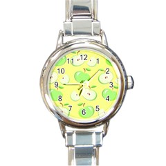 Apples Apple Pattern Vector Green Round Italian Charm Watch