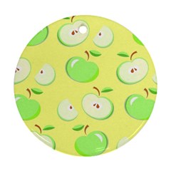 Apples Apple Pattern Vector Green Ornament (Round)