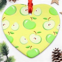 Apples Apple Pattern Vector Green Ornament (Heart)