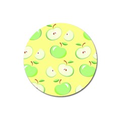 Apples Apple Pattern Vector Green Magnet 3  (round) by Nexatart