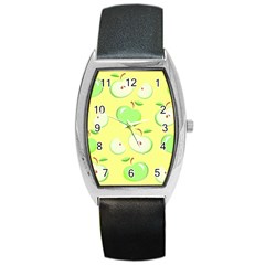 Apples Apple Pattern Vector Green Barrel Style Metal Watch