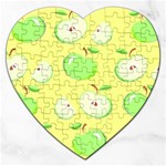 Apples Apple Pattern Vector Green Jigsaw Puzzle (Heart) Front