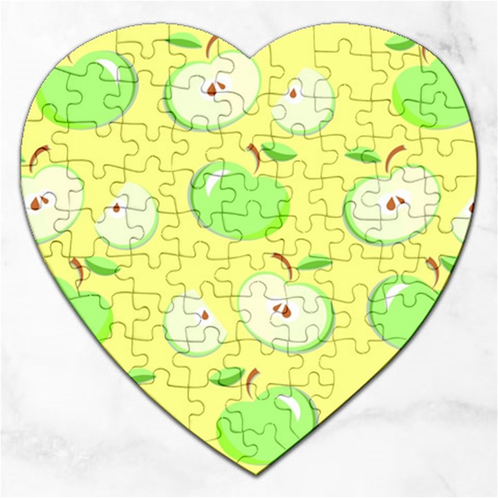 Apples Apple Pattern Vector Green Jigsaw Puzzle (Heart)