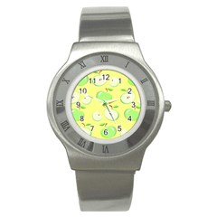 Apples Apple Pattern Vector Green Stainless Steel Watch by Nexatart