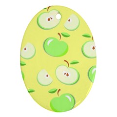 Apples Apple Pattern Vector Green Oval Ornament (two Sides) by Nexatart