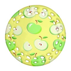 Apples Apple Pattern Vector Green Round Filigree Ornament (two Sides) by Nexatart