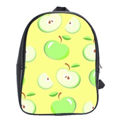 Apples Apple Pattern Vector Green School Bags (XL) 