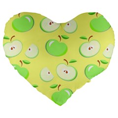 Apples Apple Pattern Vector Green Large 19  Premium Heart Shape Cushions by Nexatart