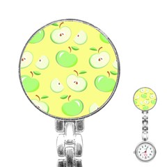 Apples Apple Pattern Vector Green Stainless Steel Nurses Watch by Nexatart