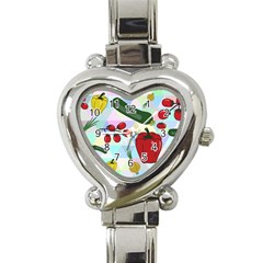 Vegetables Cucumber Tomato Heart Italian Charm Watch by Nexatart