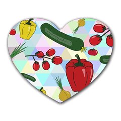 Vegetables Cucumber Tomato Heart Mousepads by Nexatart