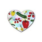 Vegetables Cucumber Tomato Heart Coaster (4 pack)  Front