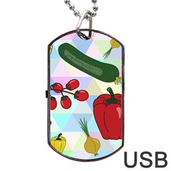 Vegetables Cucumber Tomato Dog Tag Usb Flash (one Side) by Nexatart