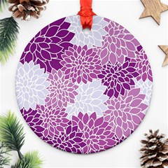 Floral Wallpaper Flowers Dahlia Ornament (round) by Nexatart