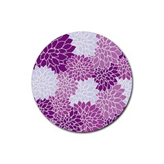 Floral Wallpaper Flowers Dahlia Rubber Coaster (round)  by Nexatart